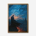 thumbnail image 4 of Gothic Vigilante Starry Night Canvas Wall Art  Unique Cityscape Painting Inspired by Van Gogh, 4 of 10
