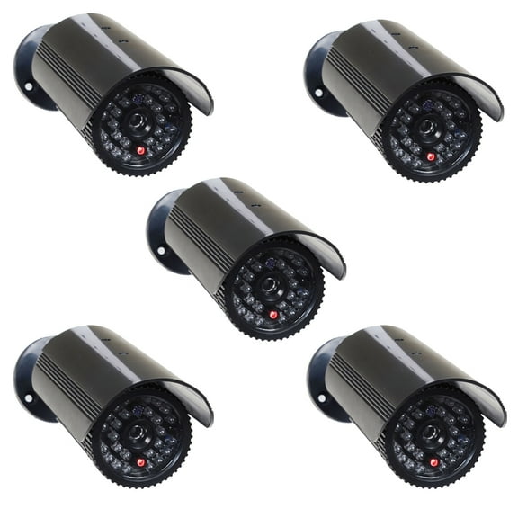 VideoSecu 5 Pack Dummy Fake Bullet Security Camera Infrared LEDs Flashing Blinking Light for Home CCTV Surveillance bfh