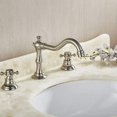 thumbnail image 3 of CES Deck Mounted Three Holes Double Handles Widespread Bathroom Sink Faucet with Matching Pop Up Drain with Overflow Brushed Nickel, 3 of 5