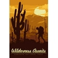 thumbnail image 3 of Saguaro National Park, Arizona, Wilderness Awaits, Vector Backpacker (100% Cotton Canvas Reusable Tote Bag), 3 of 3