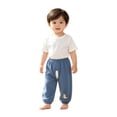 thumbnail image 5 of jiaxiM Boys Cotton Linen Harem Pants Elastic Waist Loose Lightweight Breathable Long Bloomers Kid Summer Casual School Joggers Baggy Beach Trousers, 5 of 5