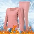 thumbnail image 2 of BKQCNKM Thermal Underwear for Women Two Piece Sets Christmas Gift for Women Crew Neck Fleece Lined Long Sleeve Thermal Pajama 2 Pices Pack Womens Underwear(2PC) Pink XL, 2 of 9