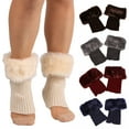 thumbnail image 2 of UDIYO Winter Women Solid Color Faux Fur Cuff Crochet Knit Boots Sock Short Leg Warmers, 2 of 7