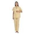 thumbnail image 4 of GLOBAL Women 100% Cotton Button Down Short Sleeve Top & Long Pants Summer Pajama Set with Pockets, 2-Piece, Sizes S to 3XL, 4 of 6