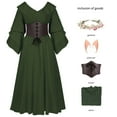 thumbnail image 2 of QQAMB Halloween Renaissance Dress for Women,Medieval Gothic Pirate Peasant Witch Fairy Dresses with Corset Waist Belt Green 2XL, 2 of 5