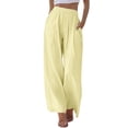 thumbnail image 3 of Women's Spring Satin Straight Leg Pants Loose Casual Comfort Fit, 3 of 7