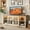 Beige, variant on Vineego TV Stand with LED Lights and Power Outlet,65 inch Farmhouse Wood Entertainment Center with Glass Door Storage Cabinet for Living Room,Black