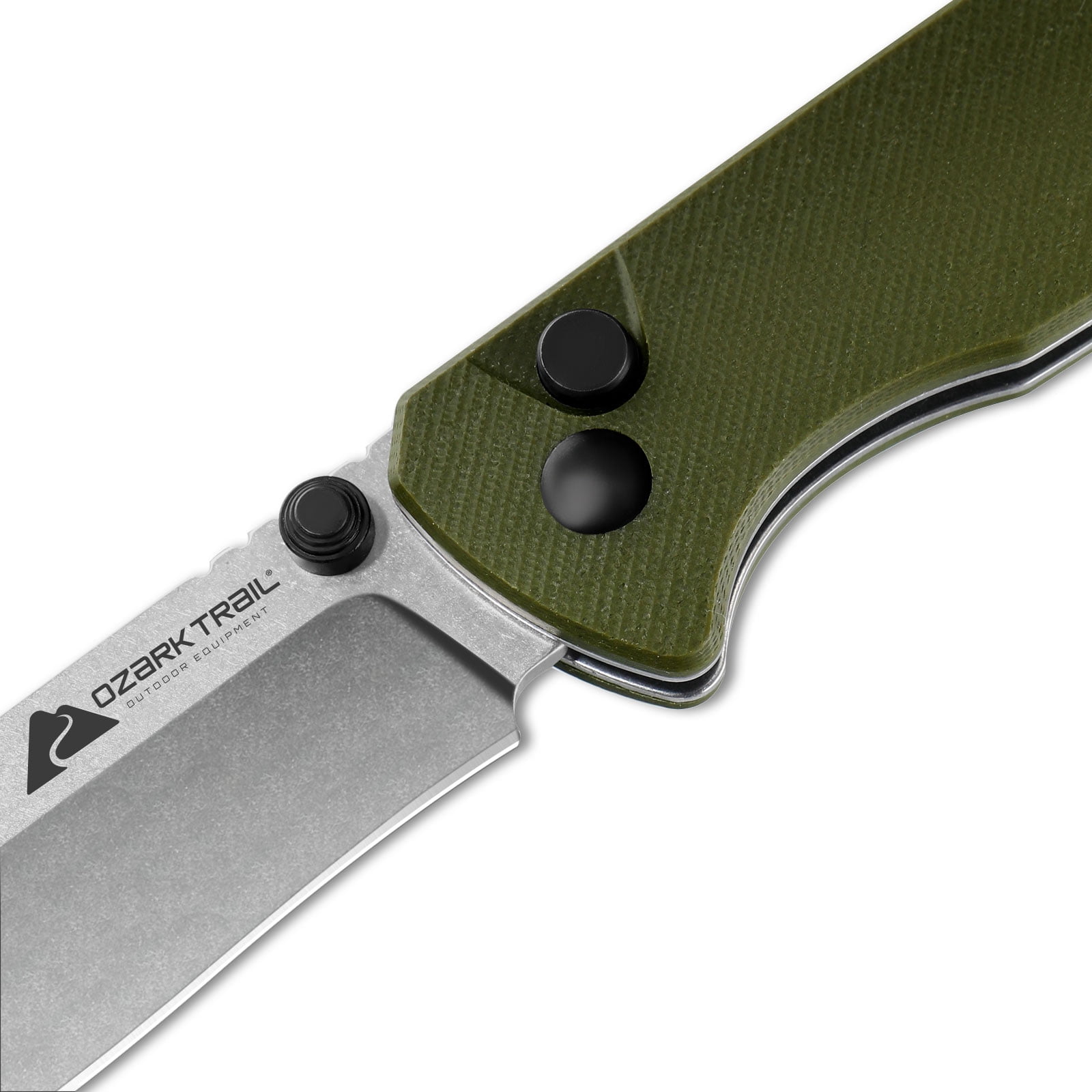 Ozark Trail 7.5 inch Button Lock Knife 3.25" 12C27 Blade Dual Clip G10 Handle Lanyard Hole