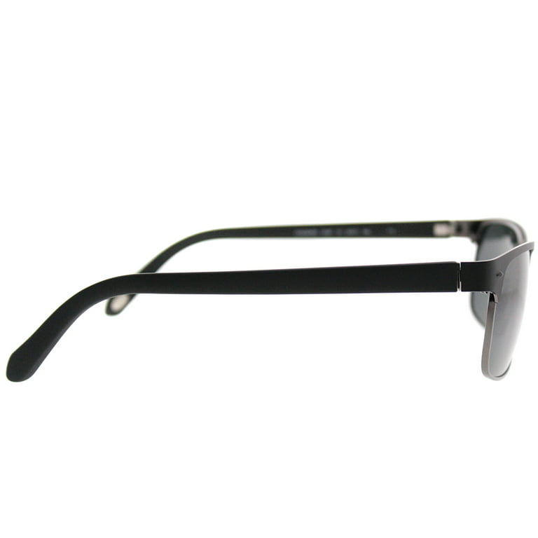 Fossil FO 3000/P Metal Unisex Rectangle Polarized Sunglasses Matte Black  Ruthenium 57mm Adult
