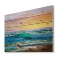 thumbnail image 2 of Designart 'Blue Waves Breaking At The Beach Landscape IV' Nautical & Coastal Print on Natural Pine Wood, 2 of 5