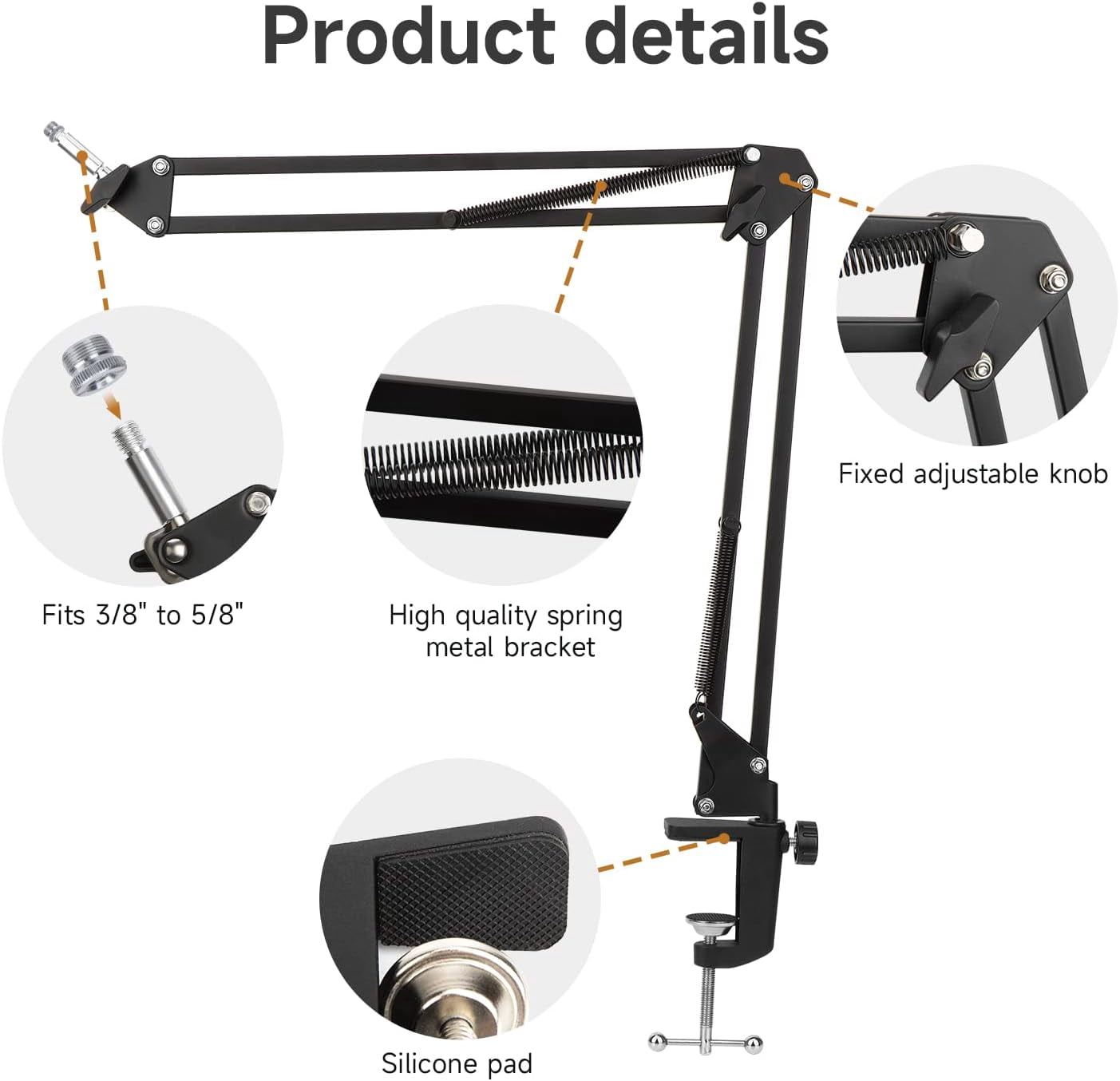 For Razer Seiren X Boom Arm, Heavy Duty Microphone Stand with Foam Cover & Adapter, Mic Arm Compatible with Blue Yeti, HyperX QuadCast, Shure SM7B, FIFINE K688 and more by YOUSHARES