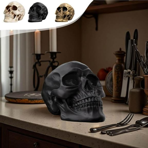 BiFandian Halloween Skeleton Head Decorations, Halloween Realistic Skull Ornament, Spooky Skeleton Model Halloween Prop Indoor Decor