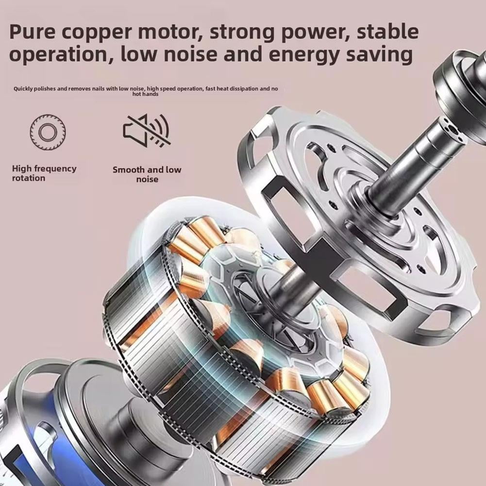 Professional Nail Drill Machine, 35000RPM Portable Electric Nail File for Acrylic Nails and Gel Polish Removal,Long-Lasting,Low Noise Electric Nails Drill for Salon and Home Techs