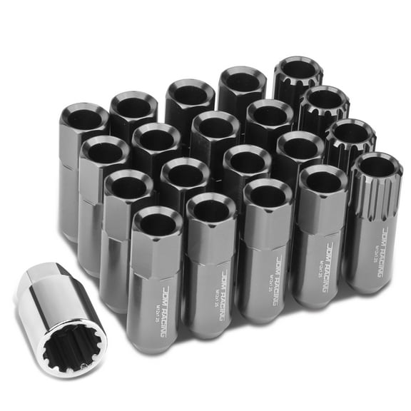 DNA Motoring 16 Piece M12 x 1.25 Aluminum Alloy Wheel Lug Nuts   4 x Lock Nut   1 x Lock Nut Key (Gun Metal)
