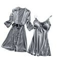 thumbnail image 2 of BONIXOOM Womens Pajamas Christmas Pajamas Sleepwear None Long Sleeve Sleepwear Sets Solid Gray L, 2 of 5