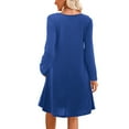 thumbnail image 5 of Fancyglim Dresses for Women Long Sleeve Casual Crewneck Mini Dress with Pockets Blue M, 5 of 8
