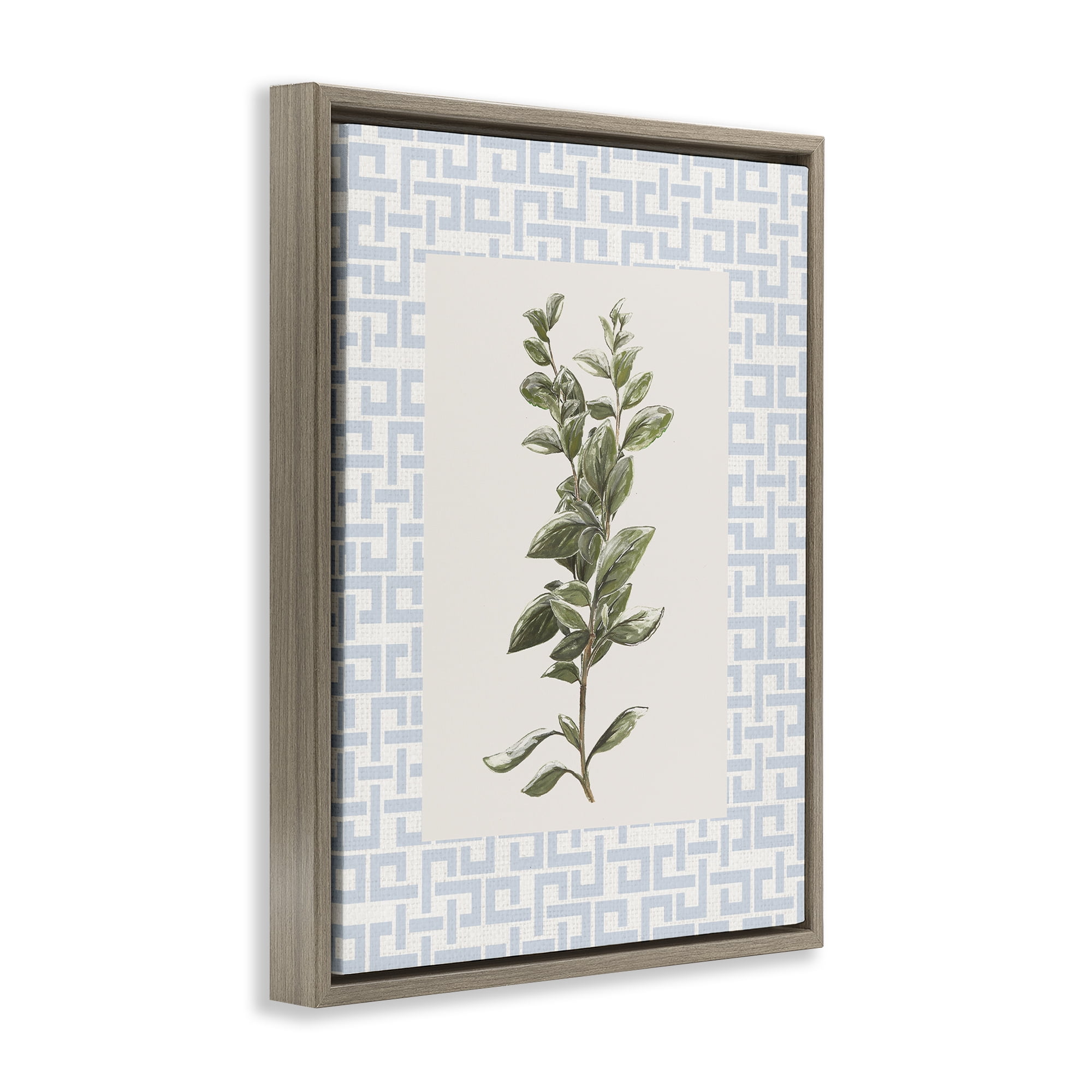 Stupell Industries Fresh Herb on Geometric Brown Framed Floater Canvas Wall Art, design by Diannart