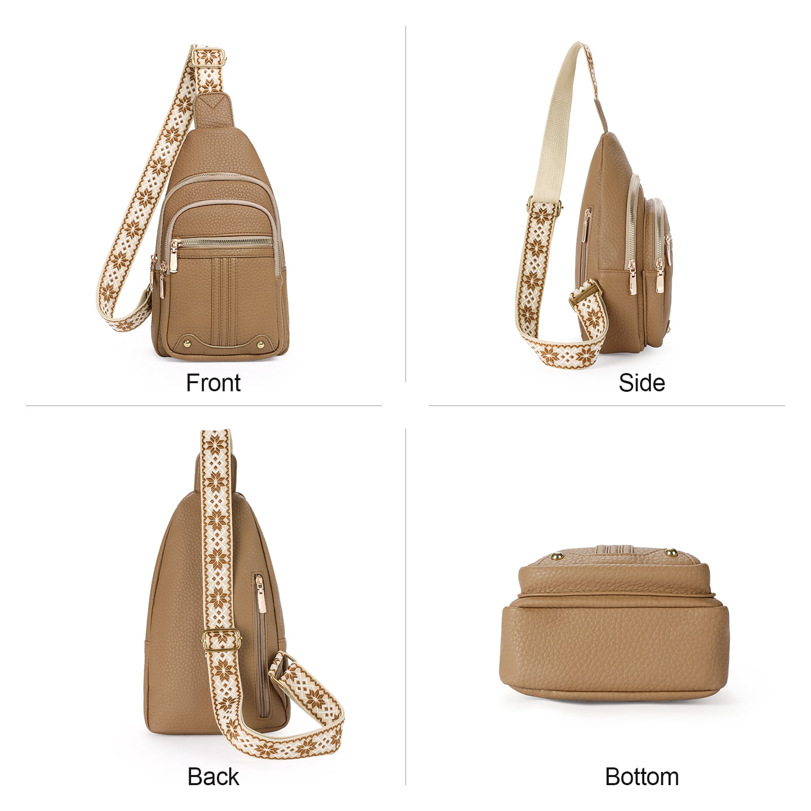 GAEKEAO Crossbody Sling Bag for Women, Travel Leather Crossbody Bags Fanny Packs for Women Small Crossbody Purse Chest Bag