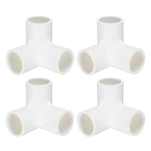Uxcell 3 Way Pipe Fittings, 3/4 Inch Furniture Grade Elbow Pipe Connector, 90 Degree Elbow Side Outlet Fittings for Build Furniture DIY Garden Shelves (4 Pack), White