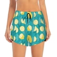 thumbnail image 2 of Picia Lemon Blue Pattern Women's 2 in 1 Athletic Running Shorts High Waisted Workout Casual Gym Sweat Shorts with Comfy Liner Zipper Pockets-, 2 of 9