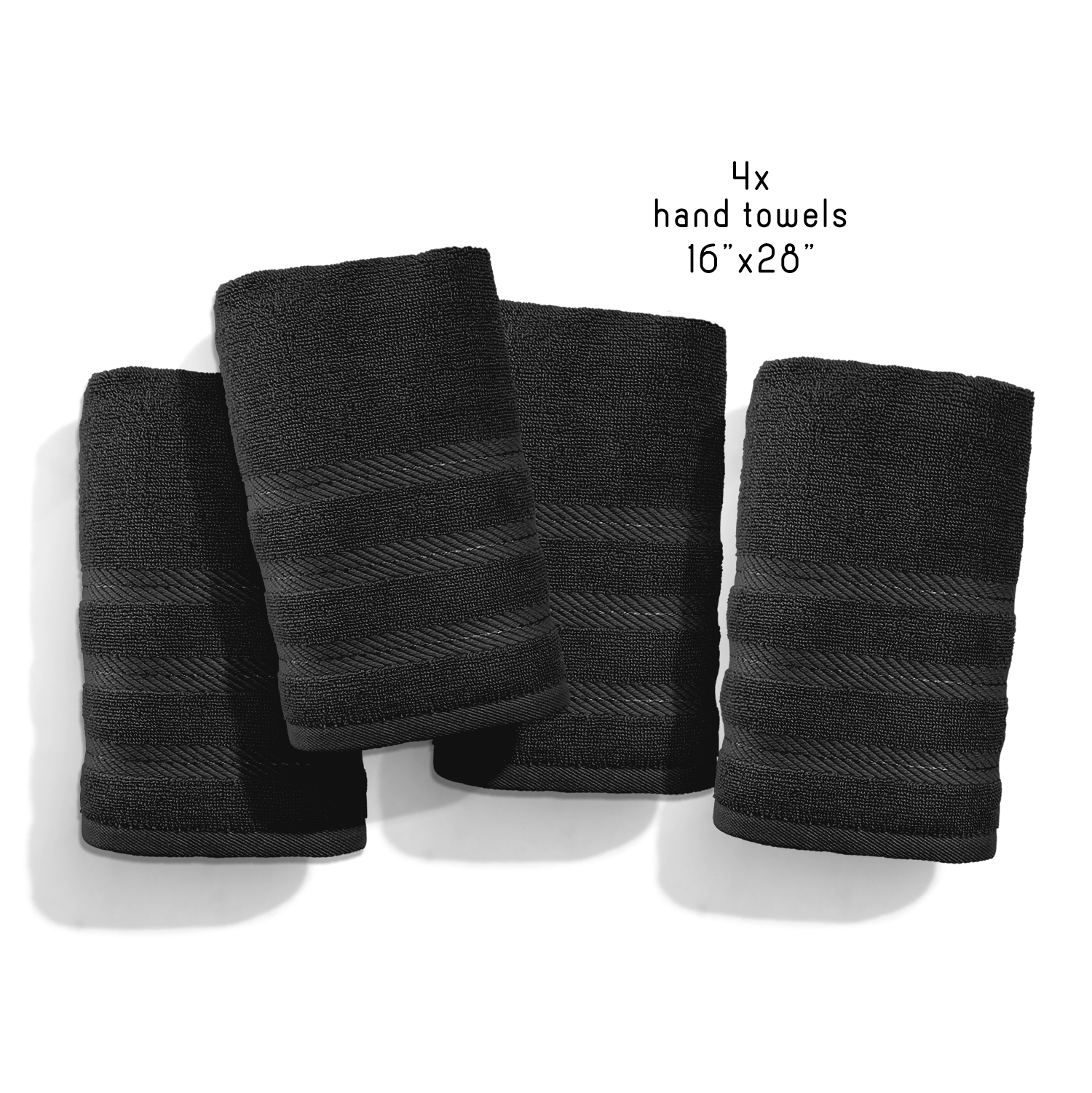 Virtu Bath Towel Sets For Bathroom 100% Ring Spun Cotton Luxury Bath Towel Set 4 Pc Highly Absorbent Towels, Black