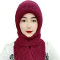 thumbnail image 2 of Winter Hat Scarf Set for Women,Warm Women Siamese Hooded Scarf Pocket Hat Long Scarf Shawl Wraps Coral fleece, 2 of 8