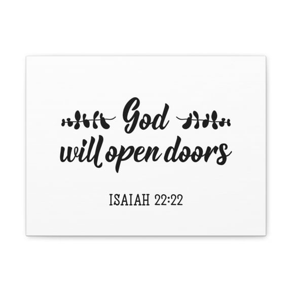 Scripture Walls Isaiah 22:22 God Will Open Doors Leaves Bible Verse Canvas Christian Wall Art Ready to Hang Unframed