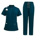 thumbnail image 1 of Conjunto de uniforme de enfermería, ropa de trabajo transpirable, traje para salón de belleza y peluquero de mascotas. Verde azulado, 1 of 9