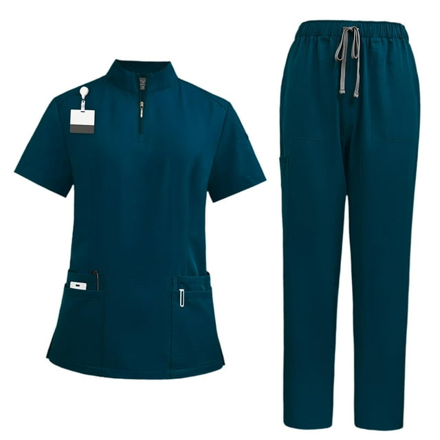 Conjunto de uniforme de enfermería, ropa de trabajo transpirable, traje para salón de belleza y peluquero de mascotas. Verde azulado