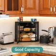 thumbnail image 5 of Corner Bread Box for Kitchen Counter, Bamboo Wood Black Bread Box, Large Capacity Bread Storage Bin with Acrylic Wavy Door Panel (Black, Meduim), 5 of 7