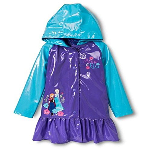 Disney Frozen Rain Coat Jacket Slicker Ana & Elsa Purple Blue hood NWT Sz 2T $40 