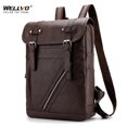 thumbnail image 2 of Mochila de Cuero lindejuan Hombre Estilo retro coreano Universitario Grande Impermeable Negro, 2 of 4