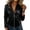 Black, variant on Women's Solid Color PU Leather Blazer Casual Fashion Outerwear