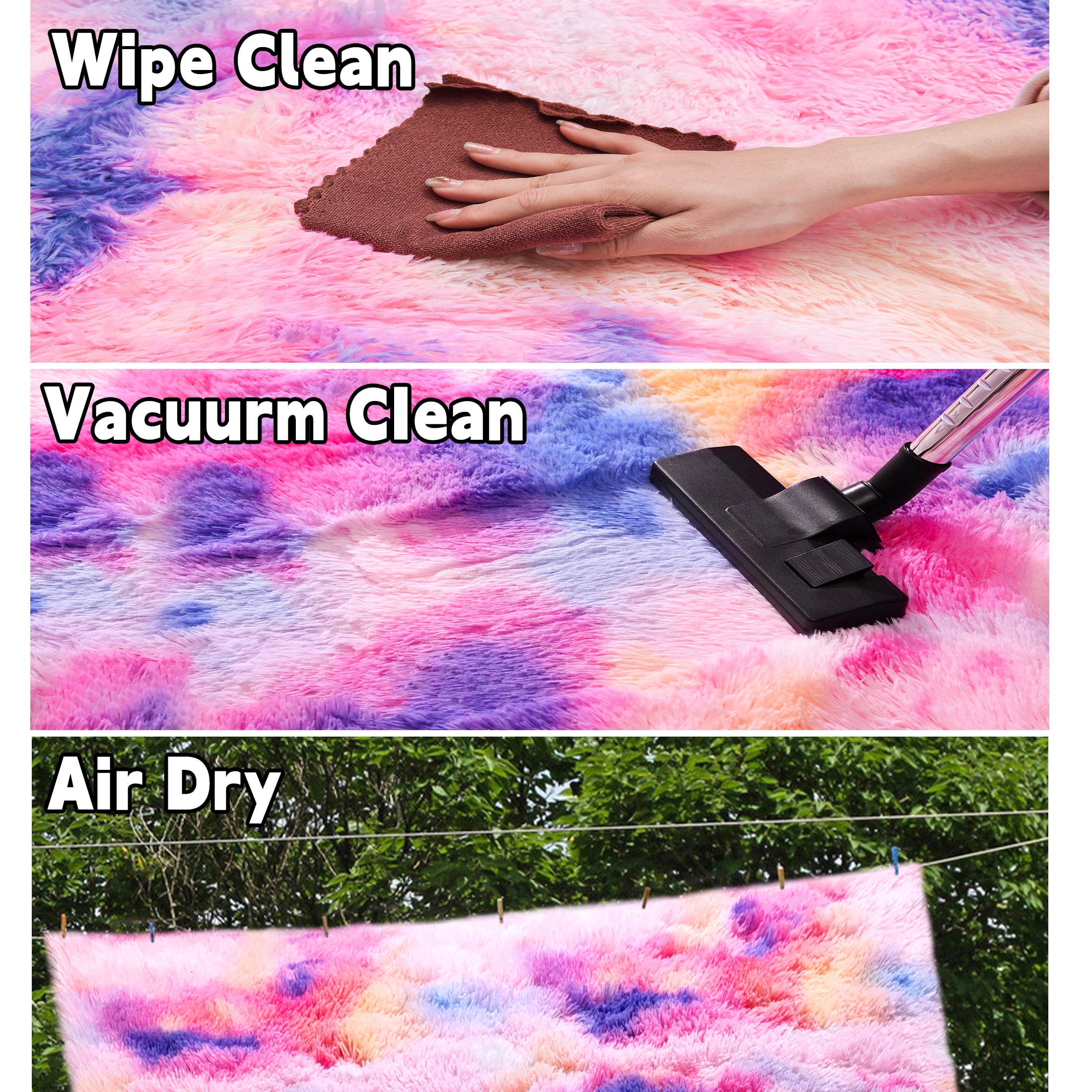 Socofuz 6x9ft Rainbow Fluffy Rug, Cute Colourful Tie Dye Princess Carpet for Girls Bedroom Playroom Nursery Living Room Home Decor