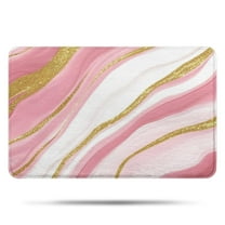 Pink White Gold Marble Pattern Bathroom Rugs Mat,Non Slip Microfiber Bathroom Rug,Rubber Backing,Soft Bathroom Mats for Bathroom Floor,Tub and Shower,17x27in(43x68cm)