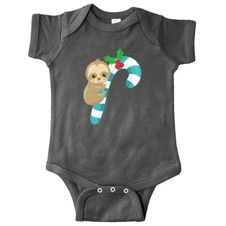 

Inktastic Christmas Sloth Sloth With Candy Cane Mistletoe Gift Baby Boy or Baby Girl Bodysuit