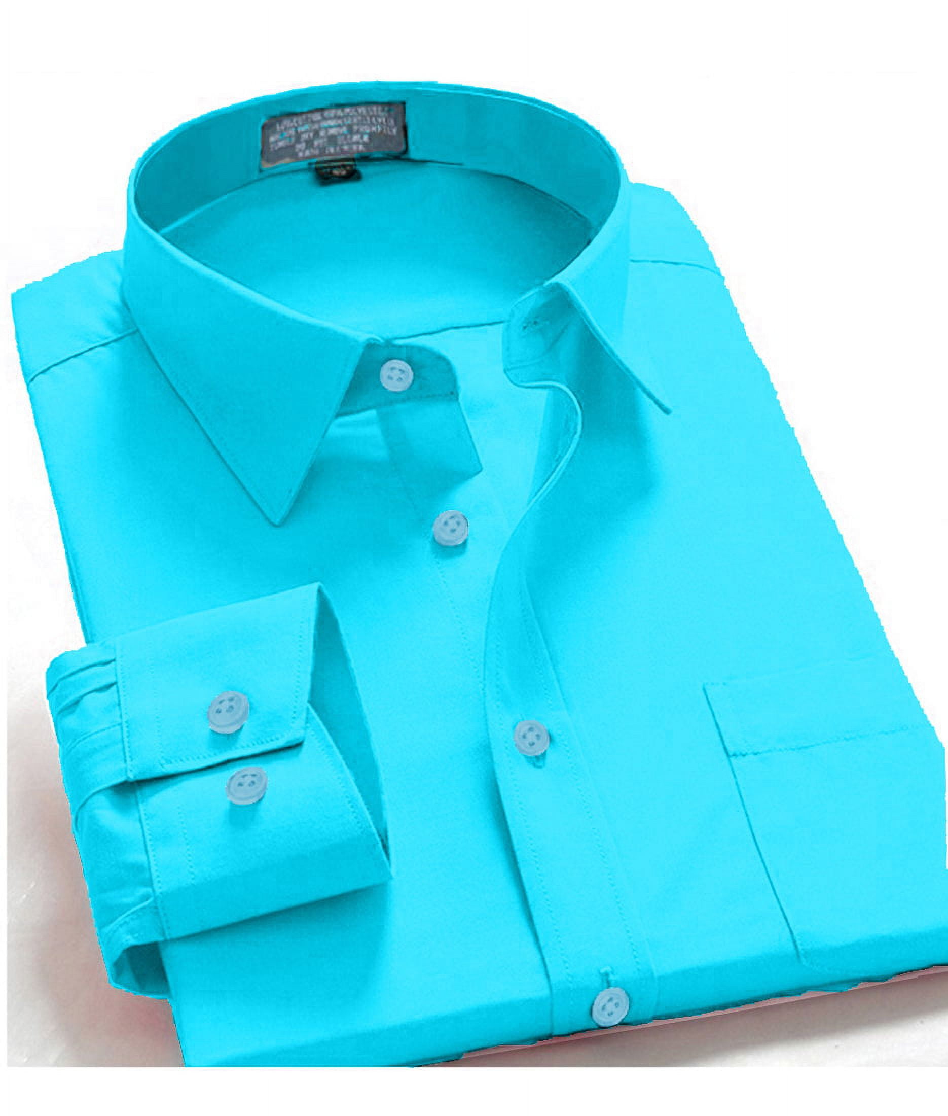 mens aqua blue dress shirt Men's Basic Solid Color Button Up Dress Shirt (Aqua) Aqua / 2X-Large/18-18.5 Neck/36-37 Sleeve