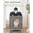 thumbnail image 4 of Cat Litter Box Enclosure Hidden Litter Box Furniture with Metal Heightened Feet, Rattan Handwoven Cat House with Litter Mat, Hidden Litter Box Furniture for Bedroom Living Room Gray, 4 of 16