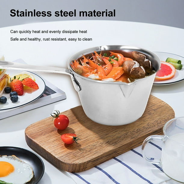 Poêle à beurre en acier inoxydable, casserole à mesurer avec double bec verseur, petit pot à fondre le beurre de lait pour la cuisinière, la soupe, le chocolat