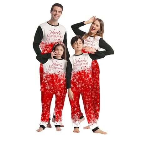

FOCUSNORM Family Matching Christmas Pajamas Xmas Pjs for Adult Kids Baby Letter Printed Sleepwear Set