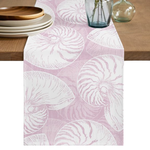 Table Runners 90 Inches Long Dress Scarves, Coastal Shell Purple Pink Farmhouse Coffee/Dining/Kitchen Table Decor Table Runner for Living Room, Summer Ocean Shell Beach 13x90 Inch