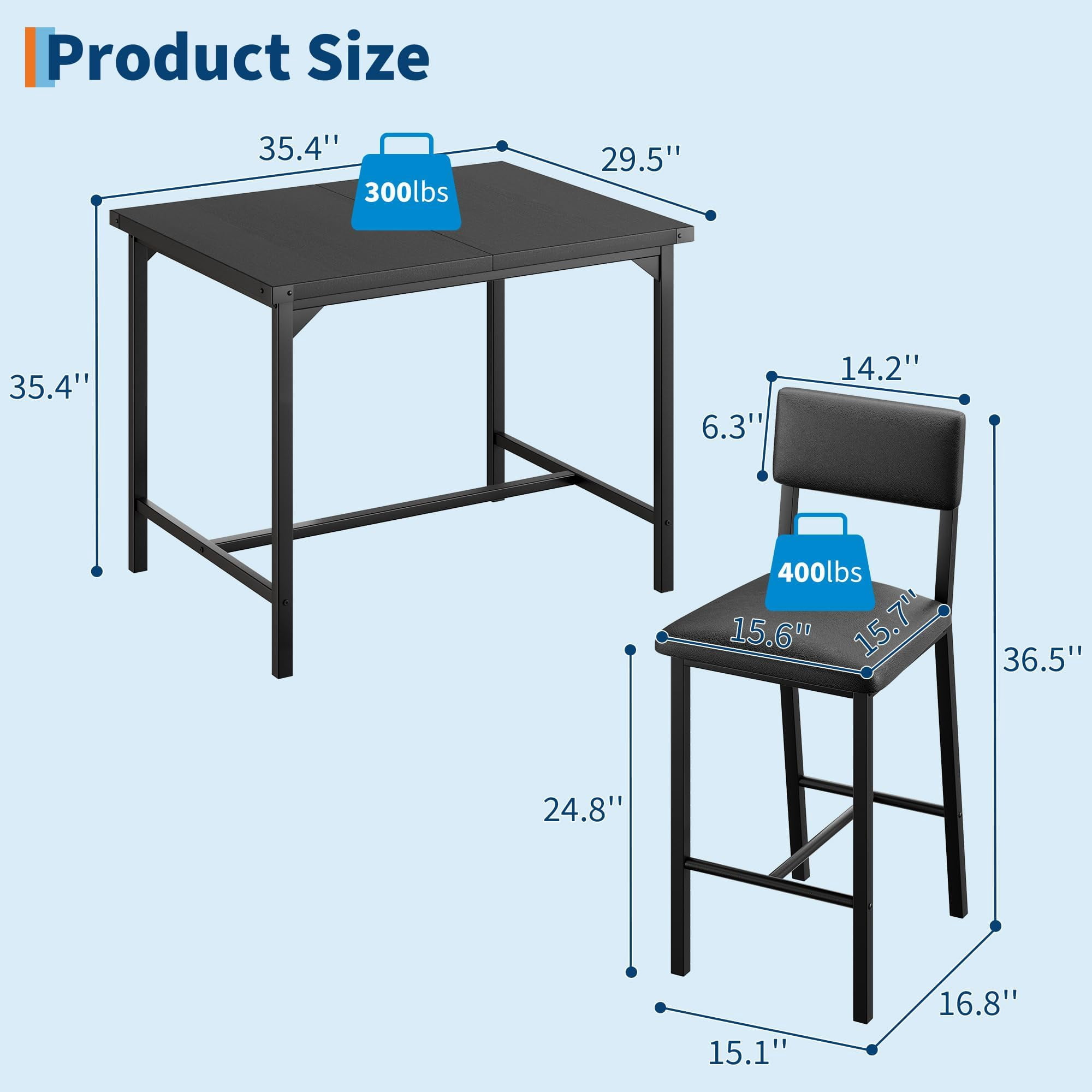 QinaQin Four-Person Dining Table and Chair Set with Footstool and Corner Protectors for Dining Rooms and Apartments