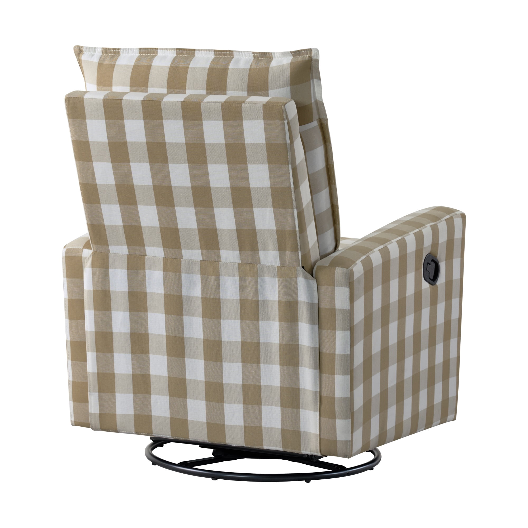 Soho Baby Coventry Upholstered Glider Recliner Rocking Chair 360° Swivel for Nursery and Living Room – Gingham Tan