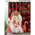 thumbnail image 2 of Red Plaid Christmas Small Stall Shower Curtain, Waterproof Shower Curtains for Bathroom, Santa Xmas Snowflake Farmhouse Washable Fabric Cloth Bath Curtain for Bathtub with Hooks 36x78 Inches, 2 of 6