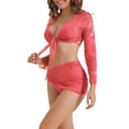 thumbnail image 4 of Conjuntos de bikini halter ajustables para mujeres INSPIRE CHIC de 4 piezas con cubierta pequeña en rojo rosa, 4 of 5