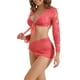thumbnail image 4 of Conjuntos de bikini halter ajustables para mujeres INSPIRE CHIC de 4 piezas con cubierta pequeña en rojo rosa, 4 of 5