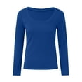 thumbnail image 4 of eileial Womens Long Sleeve Scoop Neck Ribbed Knit Fitted Casual Tops Tee Slim Basic Shirts Fall Going Out Sexy T-Shirts,Blue XXL, 4 of 5