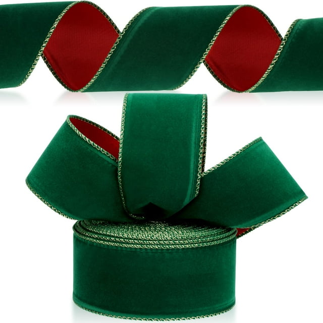 Cinta decorativa de terciopelo Yungyan para regalo, 6,4 cm x 32 m