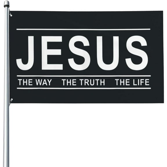 Jesus The Way The Truth The Life Christ, Christian God Flag 3x5 Ft Yard House Flags Banner Polyester Double Stitched With 4 Brass Grommets Flag For Outdoor Indoor Home Decor