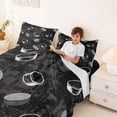 thumbnail image 3 of Castle Fairy Black Hockey Puck Print King Sheets 4pcs, Vintage Sports Pattern Bedding,1 Fitted Sheet, 1 Flat Sheet and 2 Pillowcases, 3 of 6